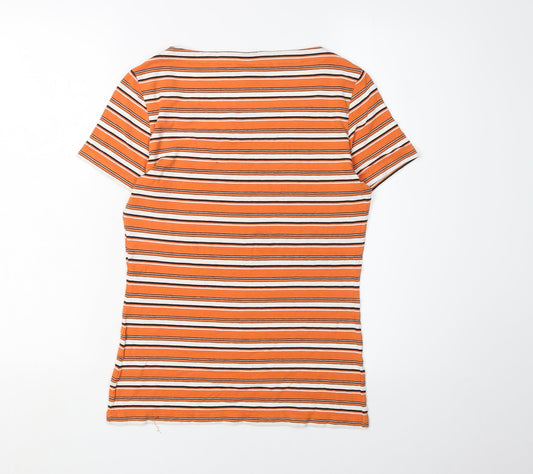Daniel Hechter Women's Orange Striped Slim T-Shirt, Size 8