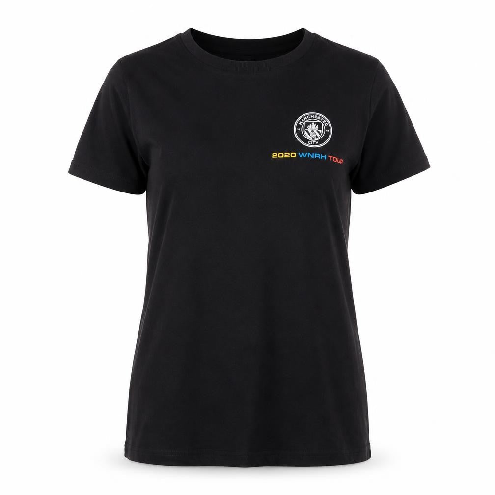 Unisex Adultss UK Size 12 Manchester City Black 100% Cotton T-Shirt