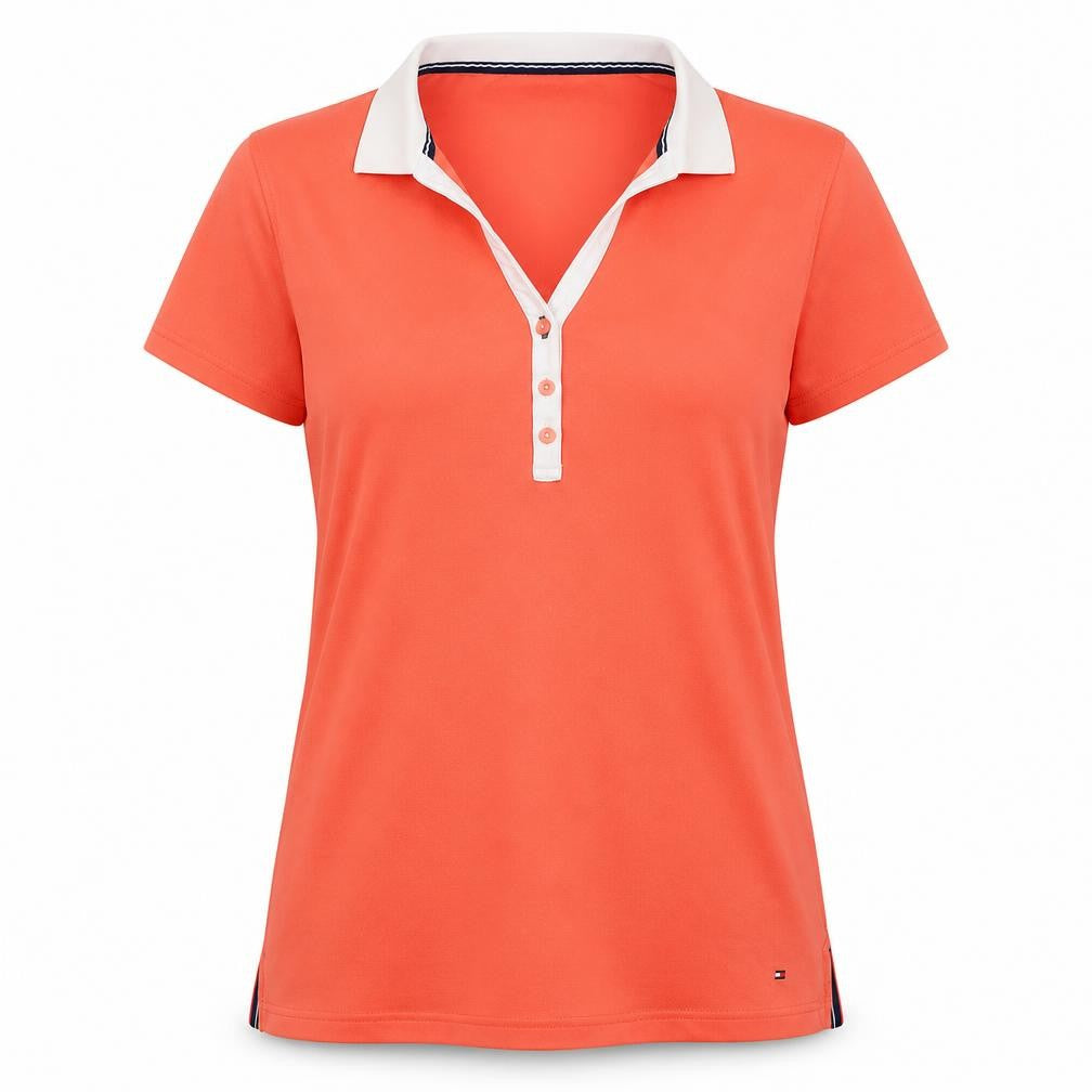 Womens UK Size XL Tommy Hilfiger Orange Polyester Blend Polo