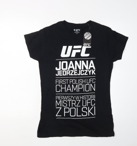 UFC Women's Black T-Shirt, L, Sports Casual Tee