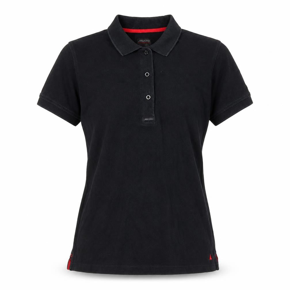 Womens UK Size 12 MUSTO Black 100% Cotton Polo