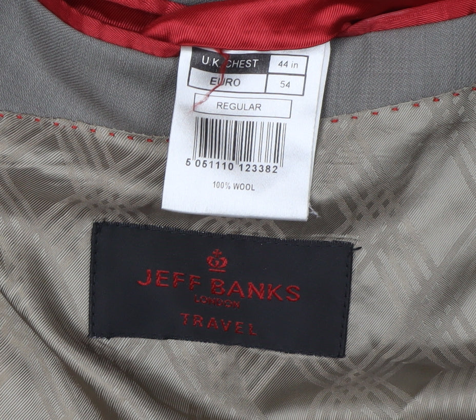 Jeff Banks Men's Grey Wool Blazer, Size 44R, Formal