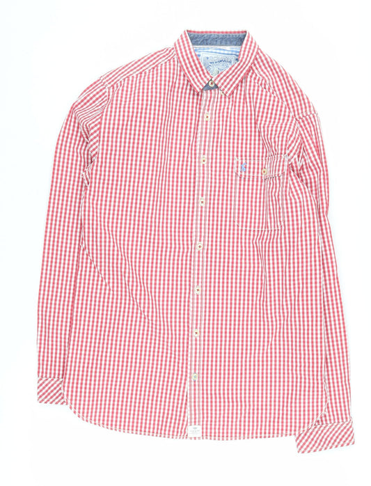 Joules Men's Red Checked Long Sleeve Shirt - Medium