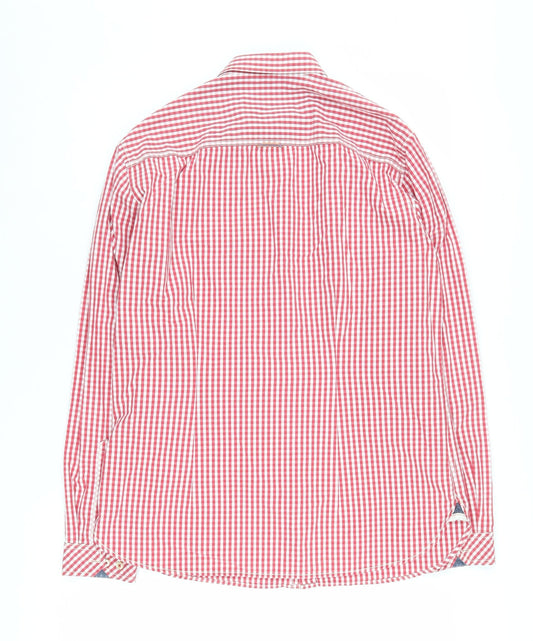 Joules Men's Red Checked Long Sleeve Shirt - Medium