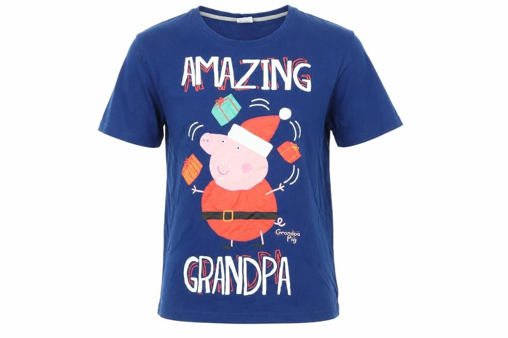 Peppa Pig Men's Blue Christmas T-Shirt Medium