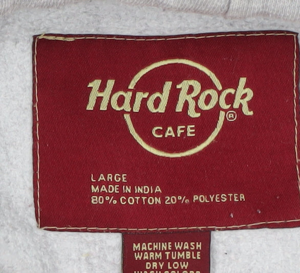 Hard Rock Cafe Men's Grey Hoodie Large Pullover