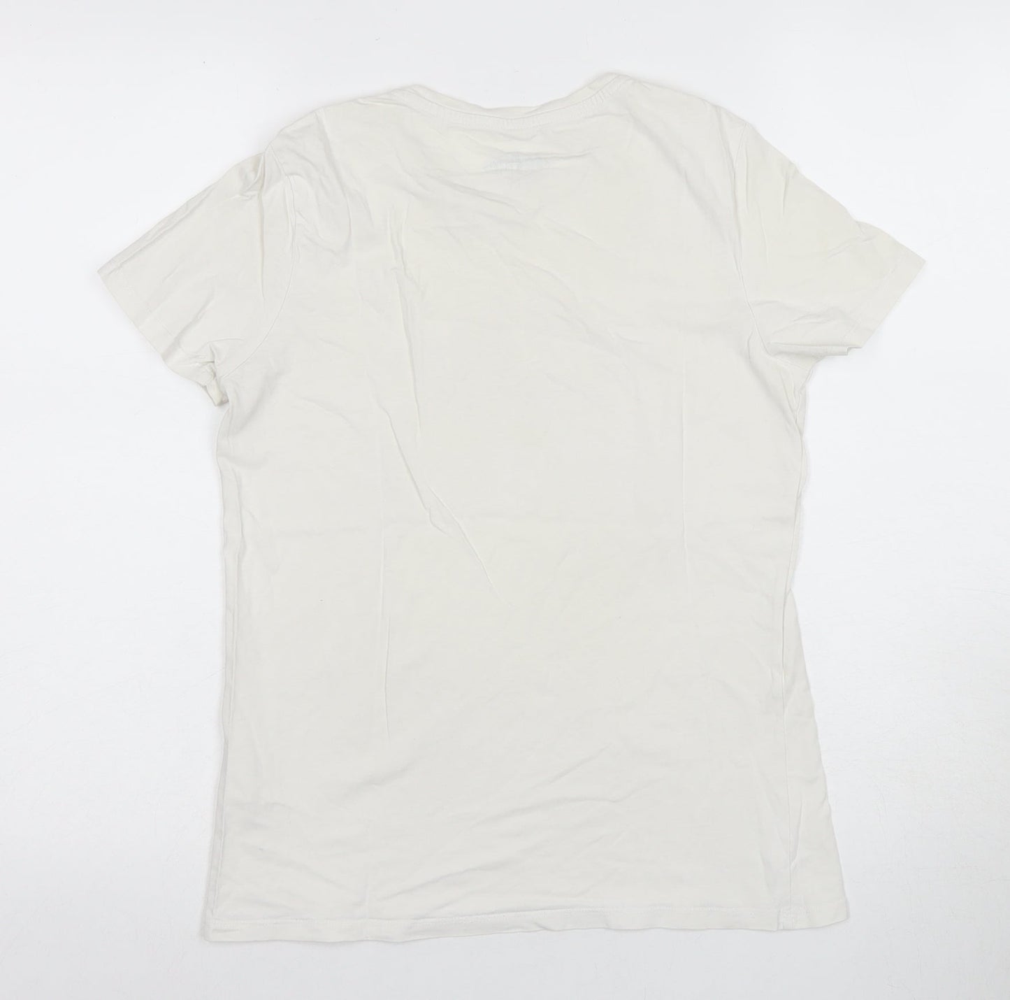 Lee Cooper Women's White T-Shirt, M, Round Neck
