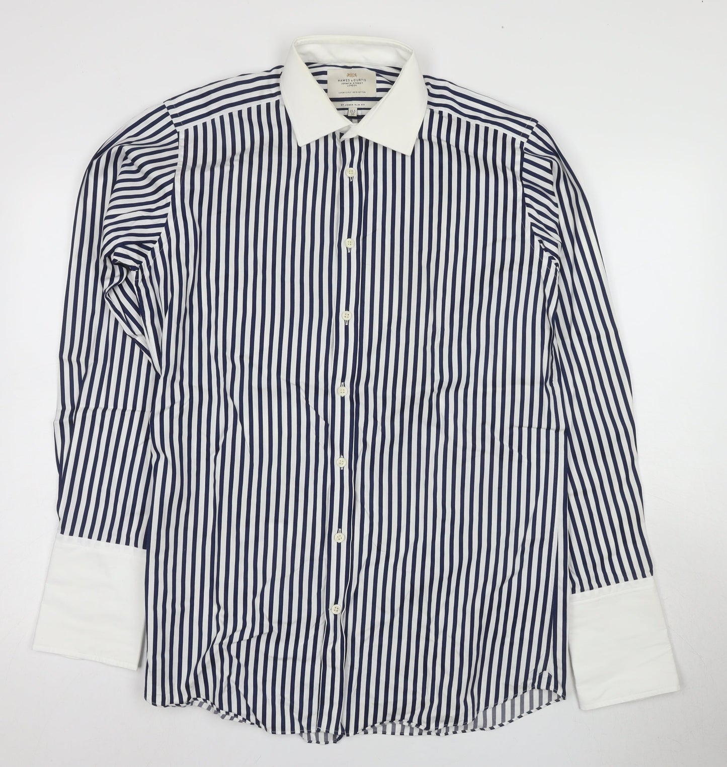 Hawes & Curtis Men's Blue Striped Slim Fit Dress Shirt