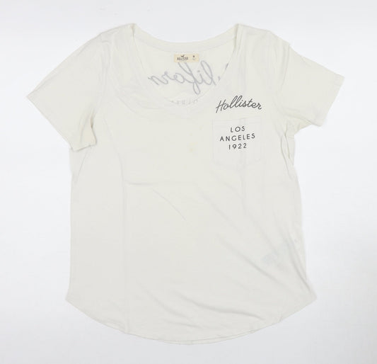 Hollister Women's White V-Neck T-Shirt M California Style