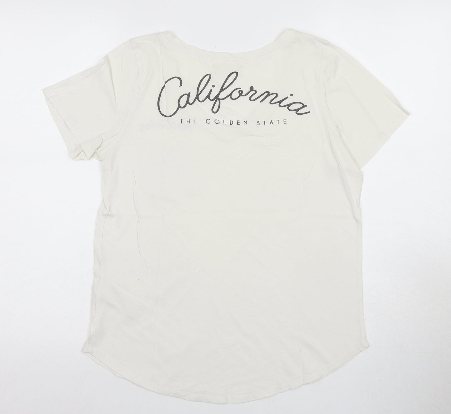 Hollister Women's White V-Neck T-Shirt M California Style