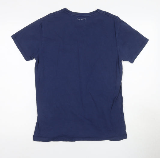 Hackett Men's Blue Logo T-Shirt, Size S, Crew Neck