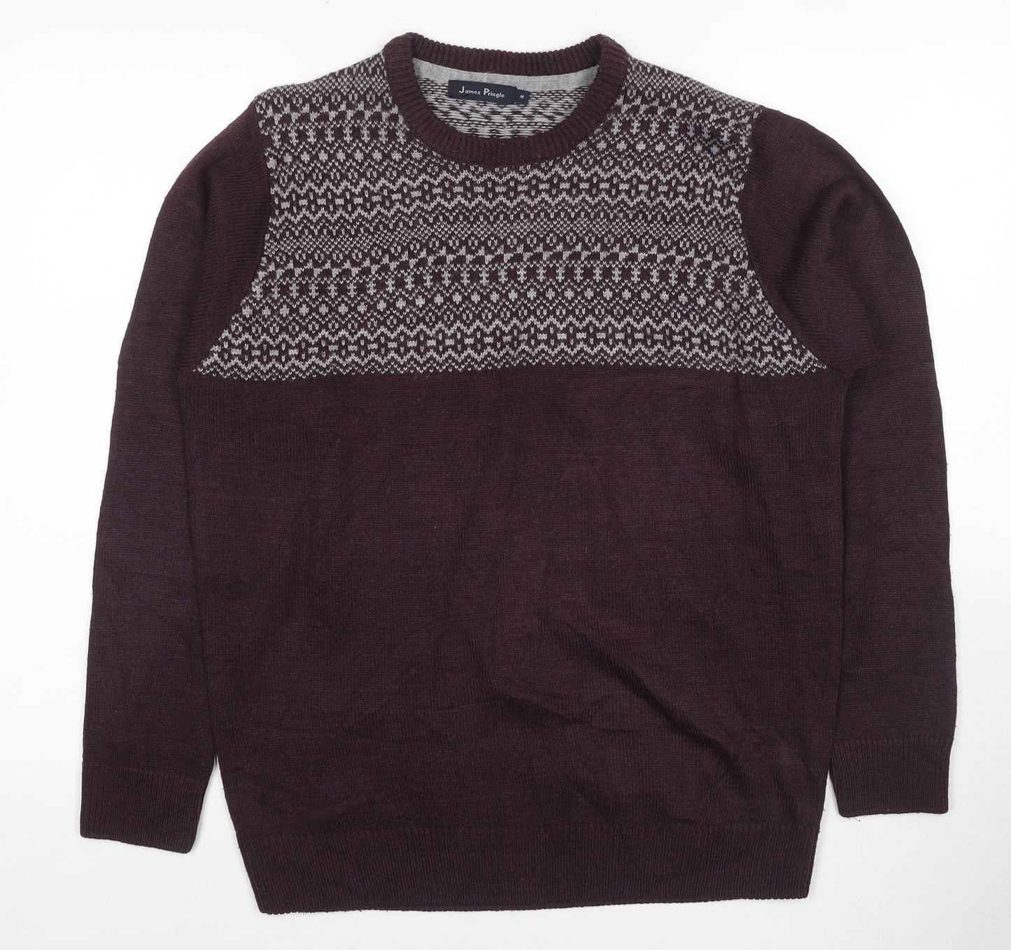 James Pringle Men's Brown Fair Isle Pullover Jumper, M