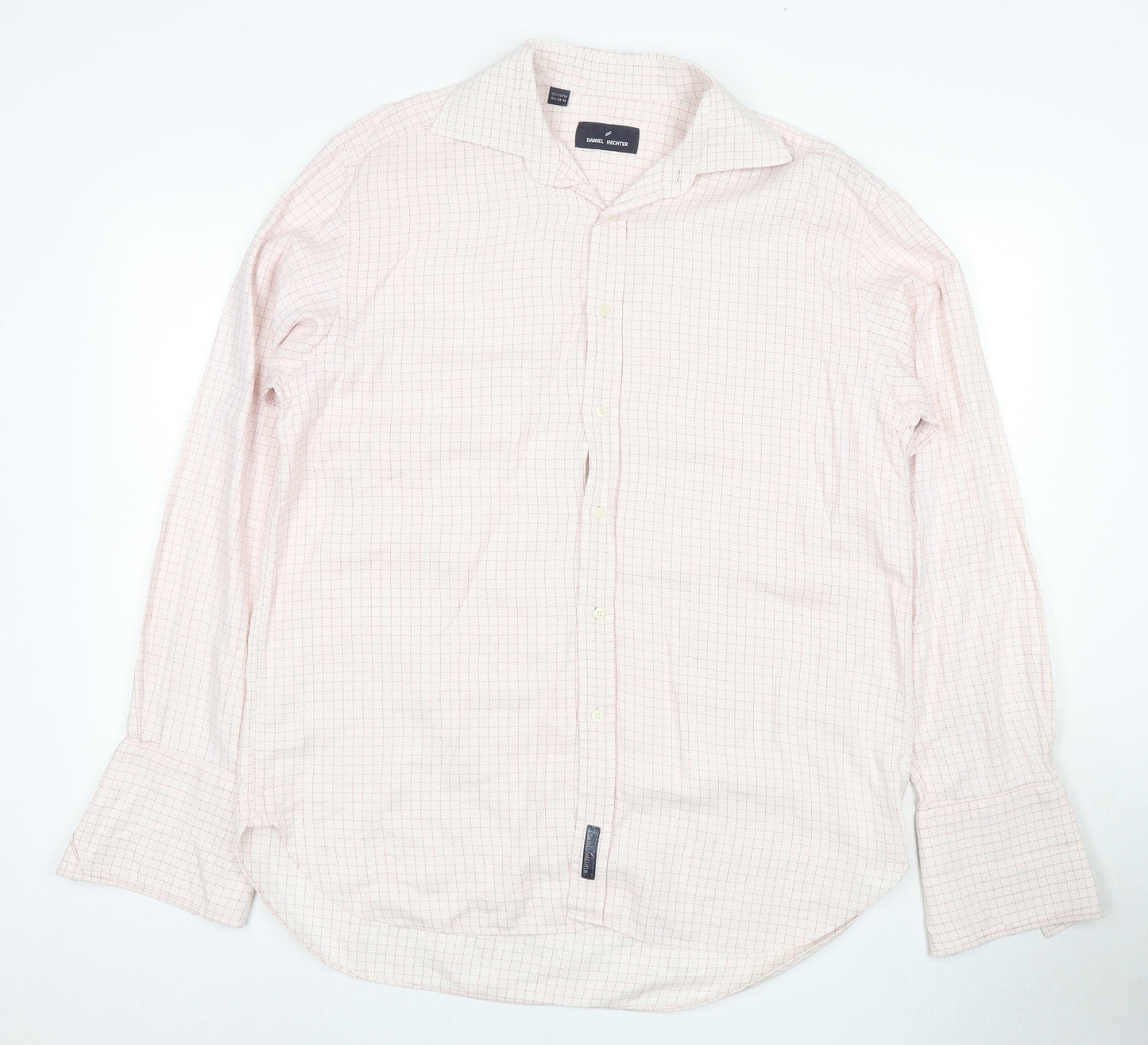 Daniel Hechter Men's Pink Check Cotton Dress Shirt M