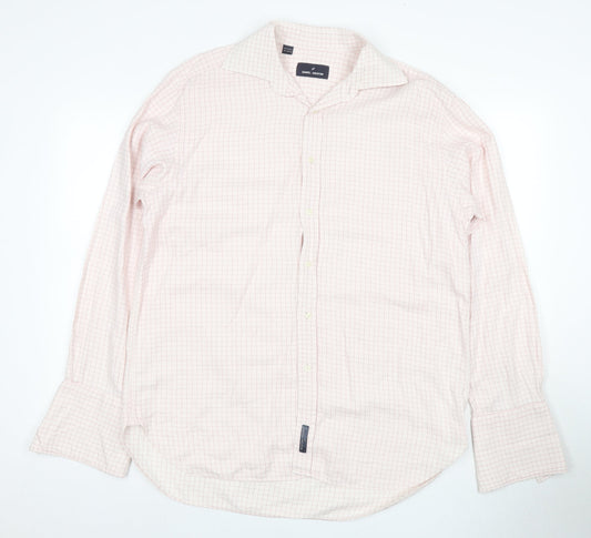 Daniel Hechter Men's Pink Check Cotton Dress Shirt M