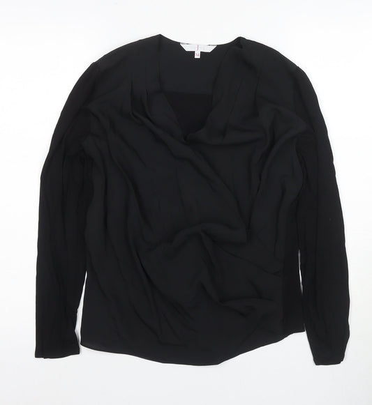 Jaeger Women's Black V-Neck Blouse Size 14