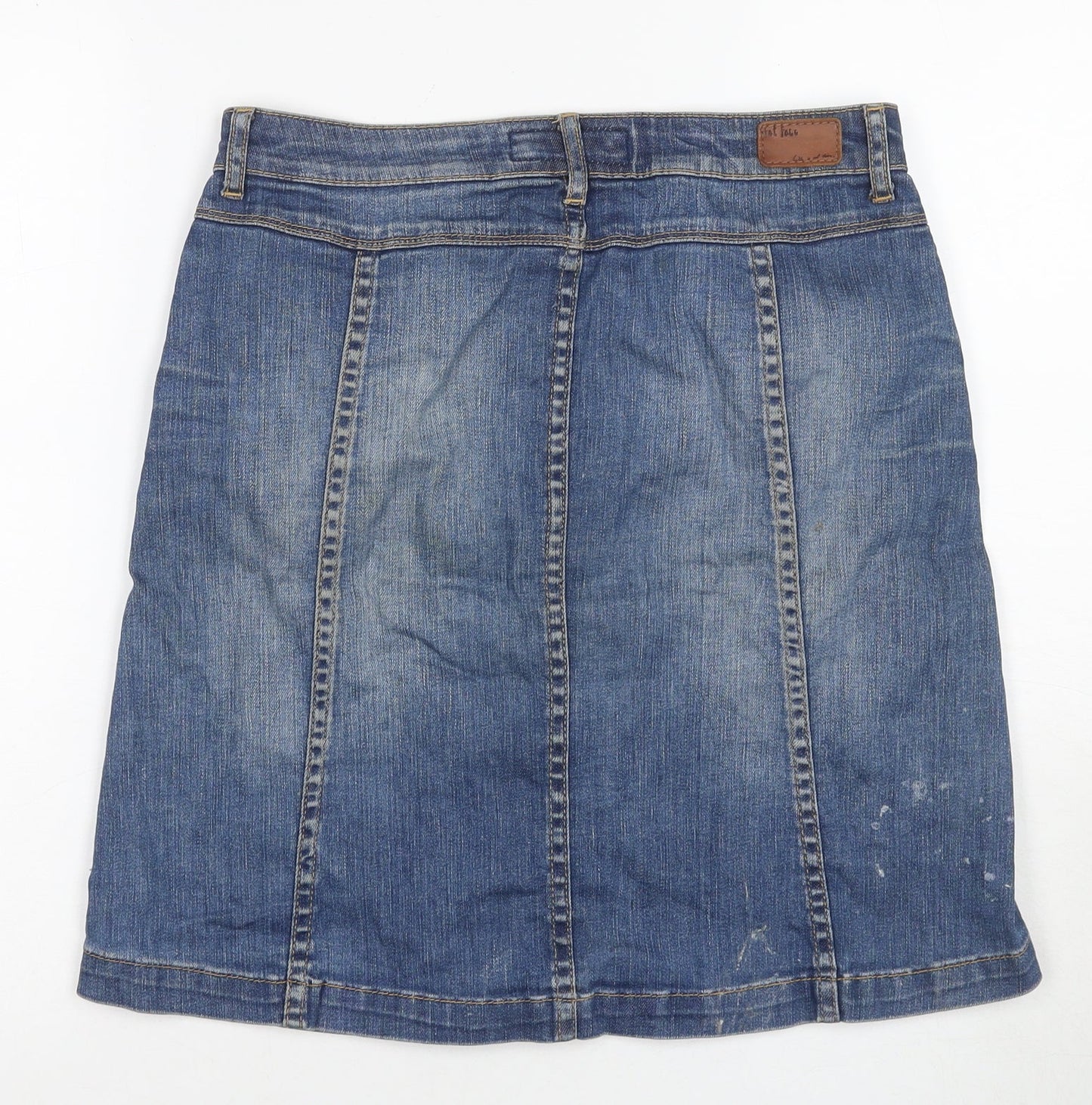Fat Face Women's Blue Denim Button-Front Skirt Size 8