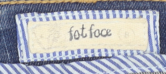 Fat Face Women's Blue Denim Button-Front Skirt Size 8