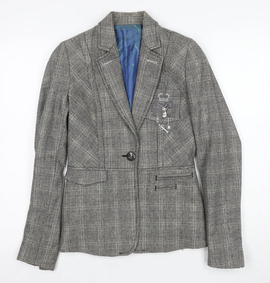 Firetrap Women's Grey Plaid Blazer S