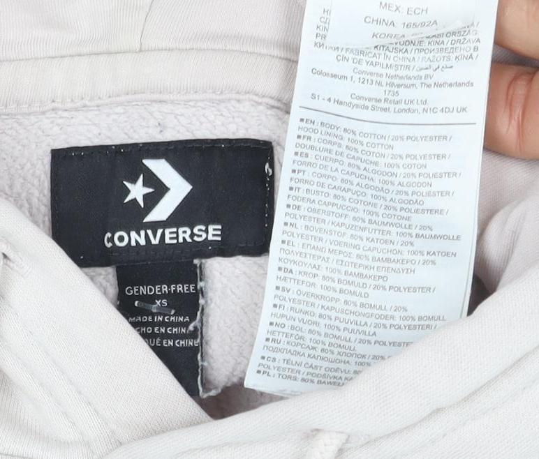 Converse Beige Unisex XS Pullover Hoodie with Logo