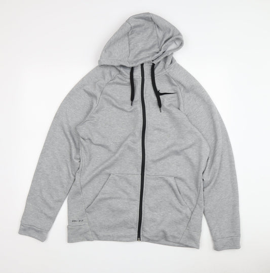Nike Men's Grey Medium Full Zip Hoodie, Logo, Pockets, New