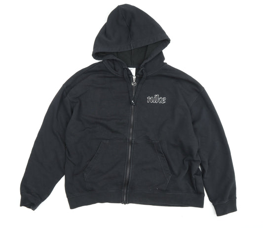 Nike Men's Black Full Zip Hoodie L - Comfortable Sports Style