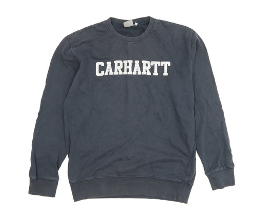 Carhartt Men's Blue M Pullover Sweatshirt, Logo, Crew Neck