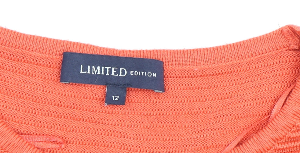 Marks and Spencer Women's Orange Crew Neck Pullover Jumper Size 12