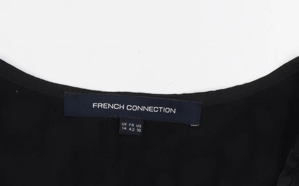 French Connection Women's Black Animal Print Blouse