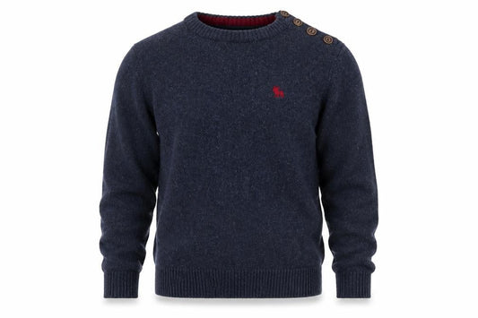 Jack & Jones Men's Blue Pullover Jumper M, Button Accent