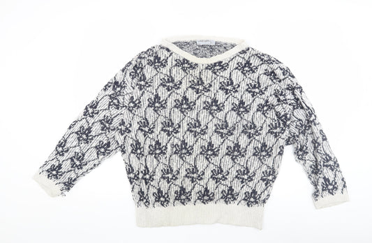 Jaeger Women's Floral Knit Pullover Jumper Size 12