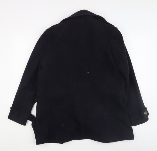 Superdry Men's Black Wool Pea Coat S - Classic Winter