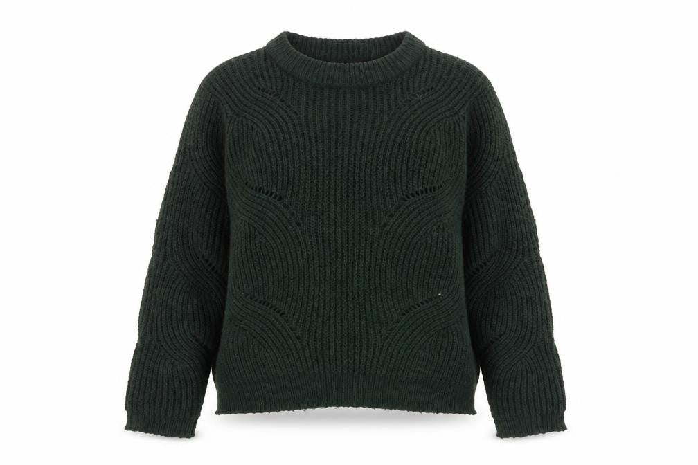Front view of Jacqueline de Yong Women's Green Pullover, XS