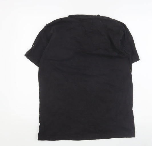 D555 Men's Black Retro Graphic T-Shirt, Medium, Cotton