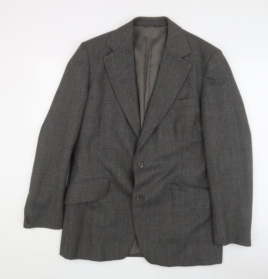 Dunn & Co Men's Grey Tweed Blazer, Size 43R, Herringbone