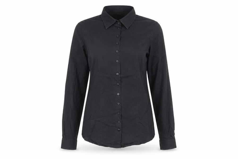 Womens UK Size 10 The Shirt Factory Black 100% Cotton Button-Up