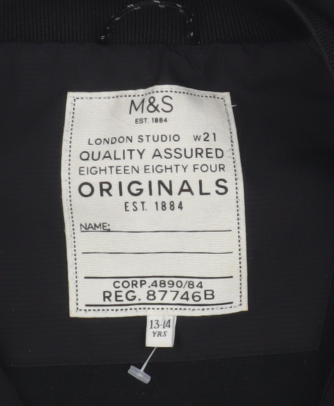 Marks and Spencer Teen Black Parka Jacket, Size 13-14