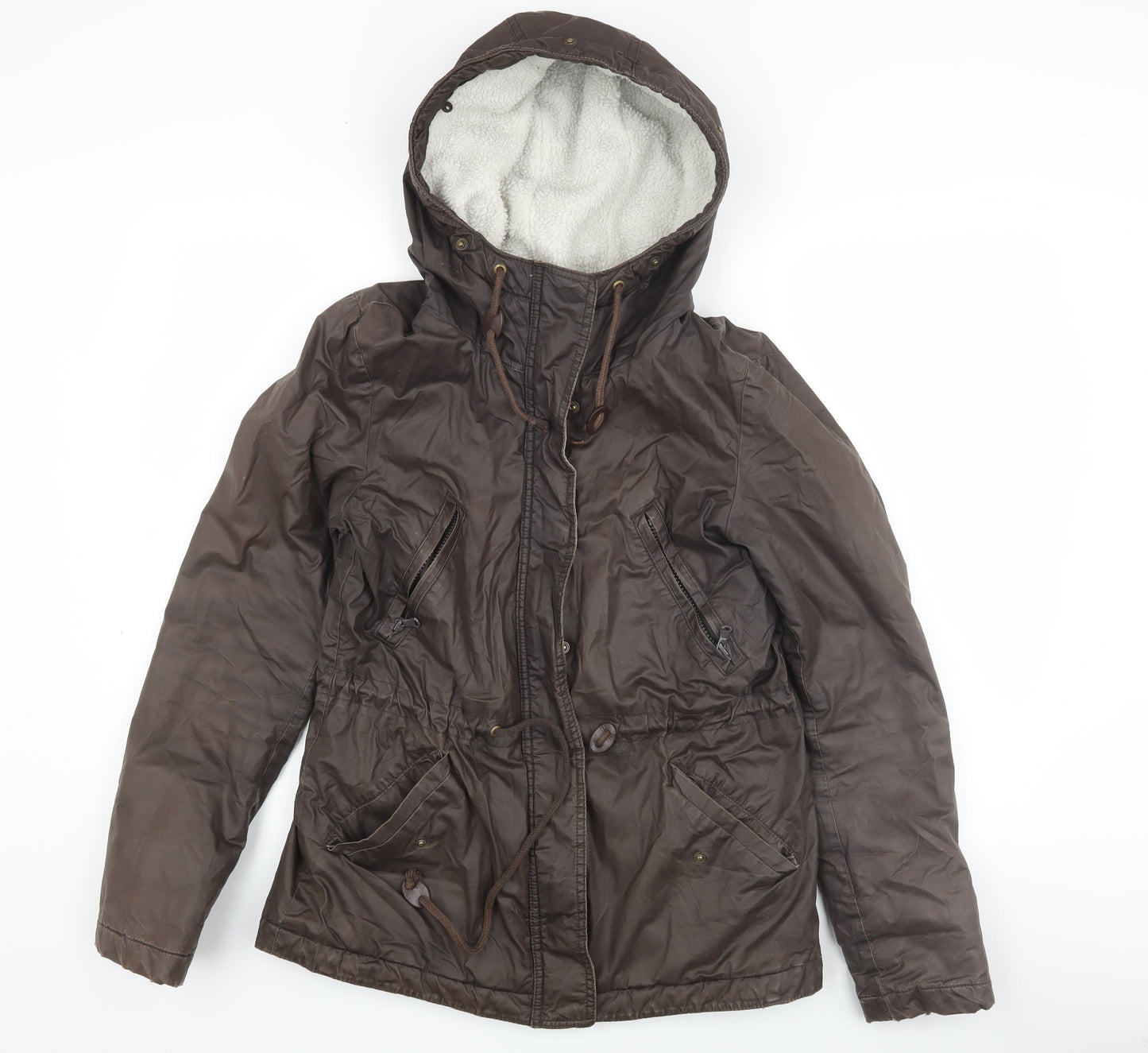 H&M Women's Brown Parka Jacket Size 4