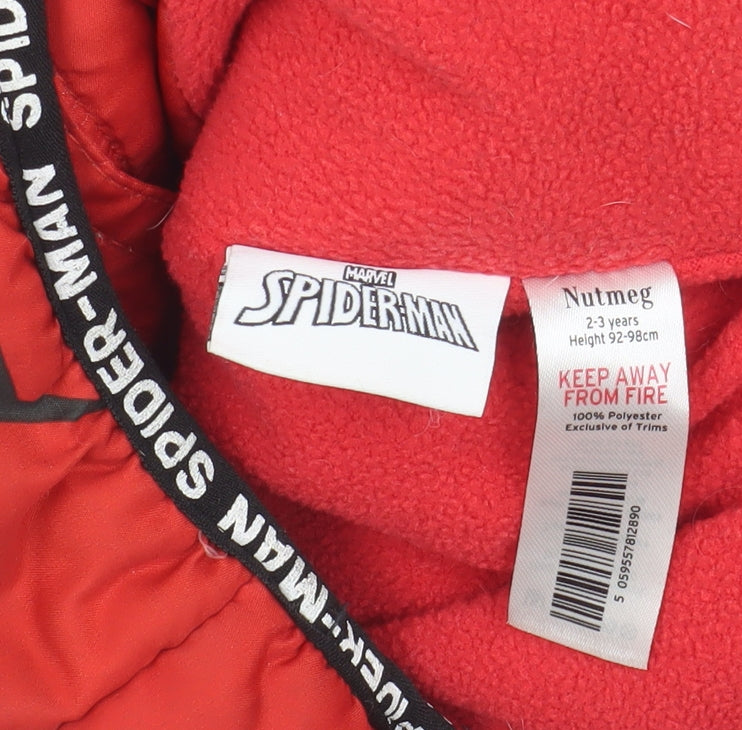 Marvel Boys Spider-Man Red Hooded Puffer Jacket 2-3 Years