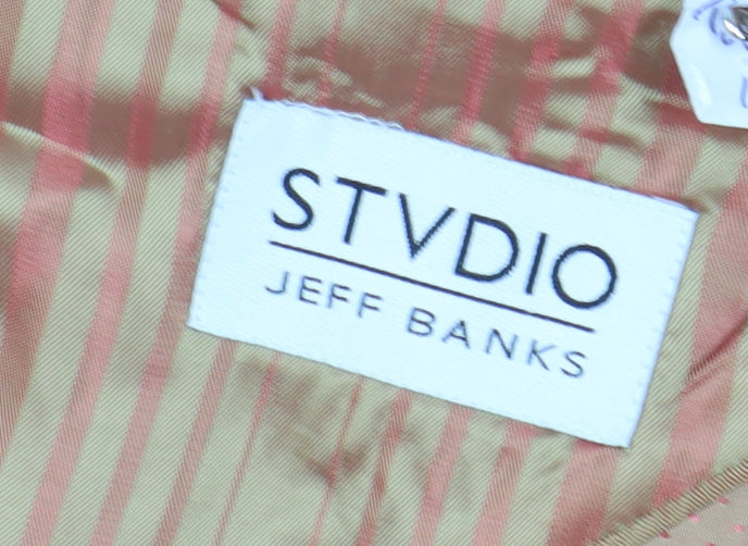 Jeff Banks Men's Brown Striped Suit Jacket, 38 Regular Fit