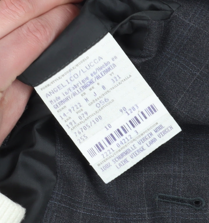 Hugo Boss Men's Black Wool Check Blazer, Size 46R