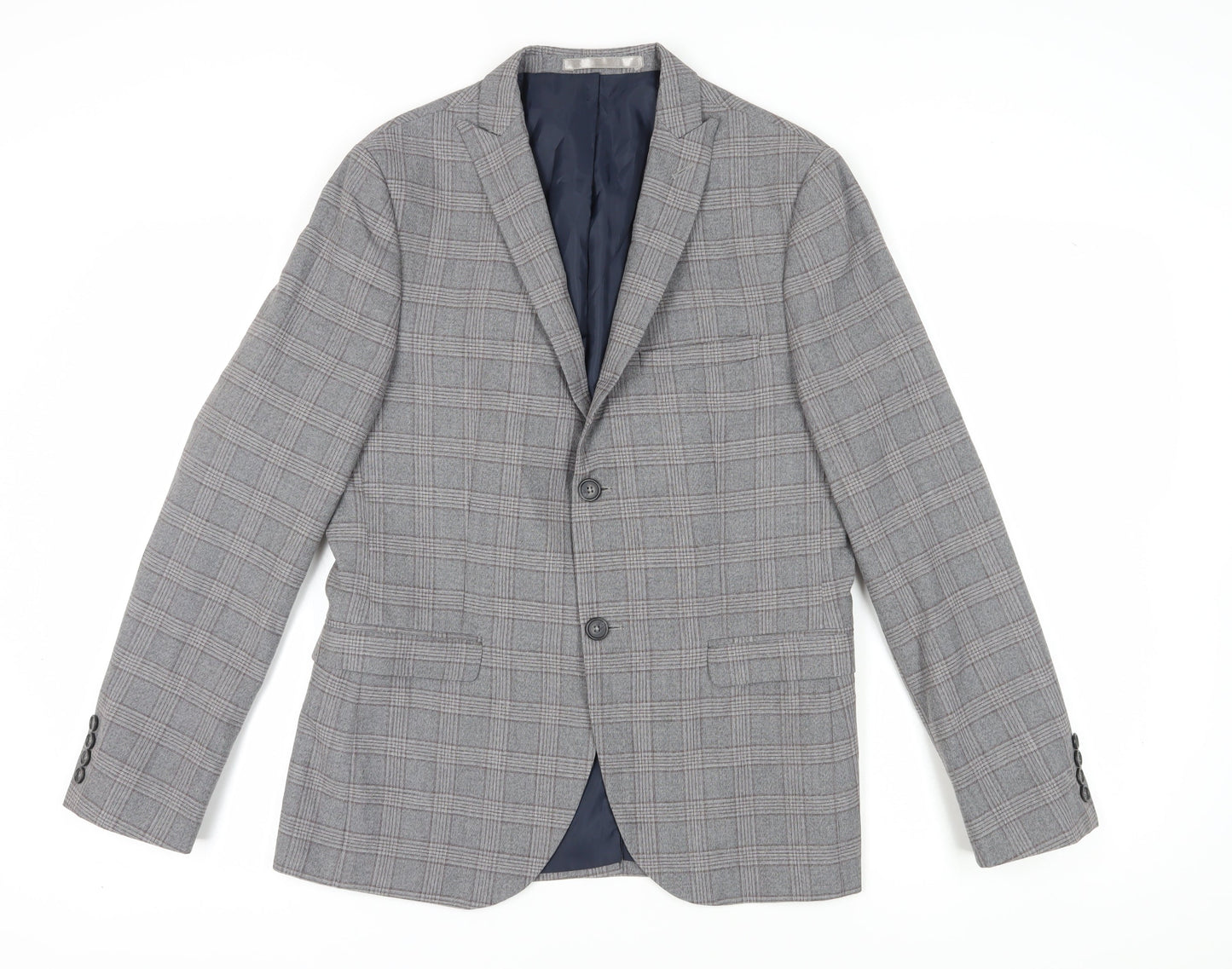 Jeff Banks Men's Grey Plaid Blazer Extra-Slim 40 Regular Fit