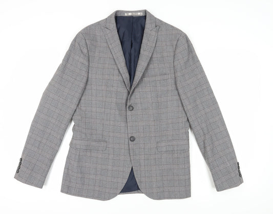 Jeff Banks Men's Grey Plaid Blazer Extra-Slim 40 Regular Fit