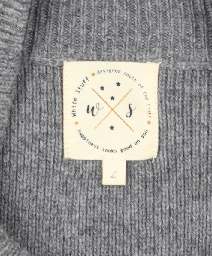 White Stuff Women's Grey Mock Neck Pullover Jumper L
