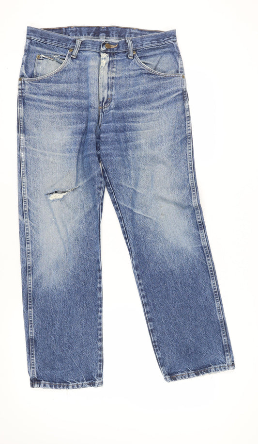 Wrangler Men's Blue Straight Jeans 34x30 Regular Fit