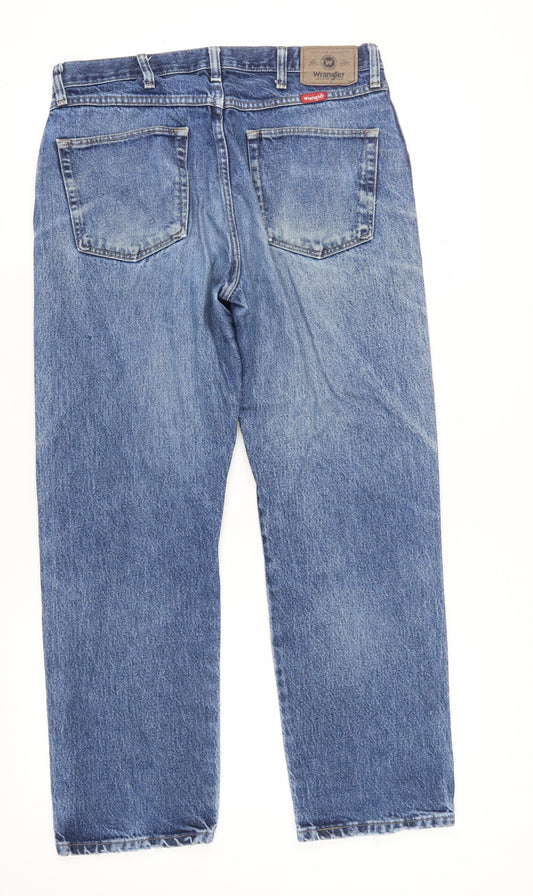 Wrangler Men's Blue Straight Jeans 34x30 Regular Fit
