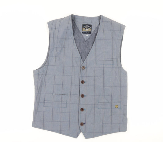 White Stuff Men's Grey Checked Waistcoat, L