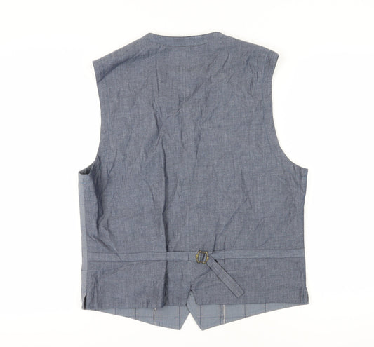 White Stuff Men's Grey Checked Waistcoat, L