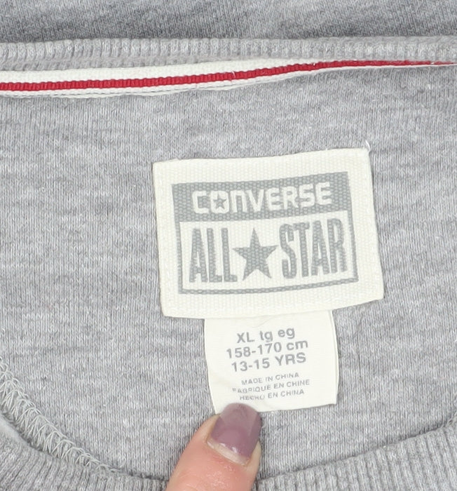 Converse Kids Grey XL Pullover Sweatshirt with Logo