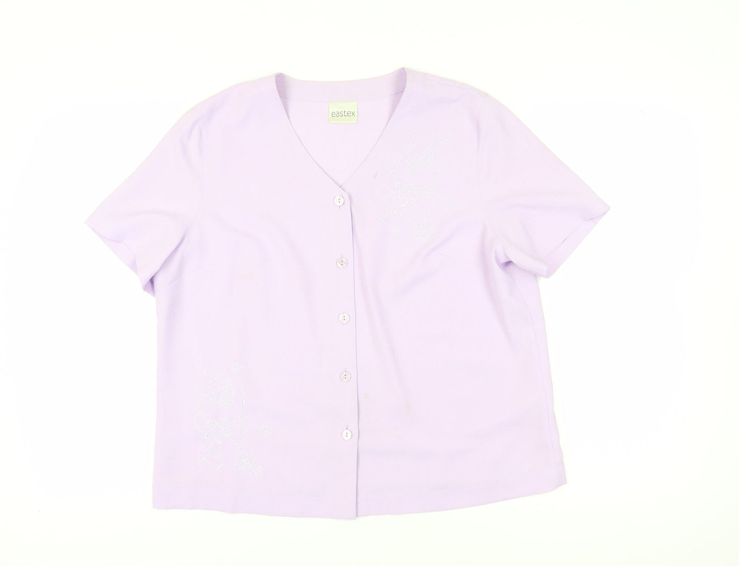 Eastex Women's Purple Button-Up Top, Size 16, Embroidered