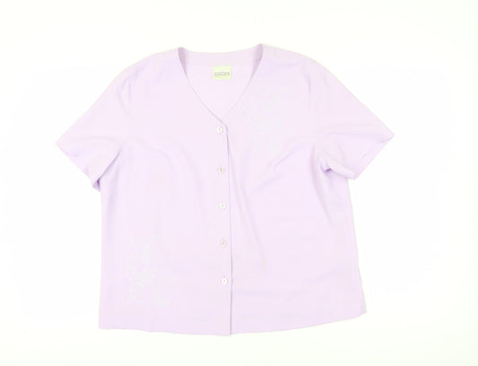 Eastex Women's Purple Button-Up Top, Size 16, Embroidered